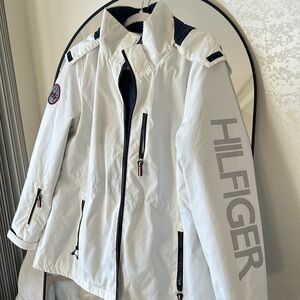 Tommy Hilfiger White and Black Zip-Up Jacket